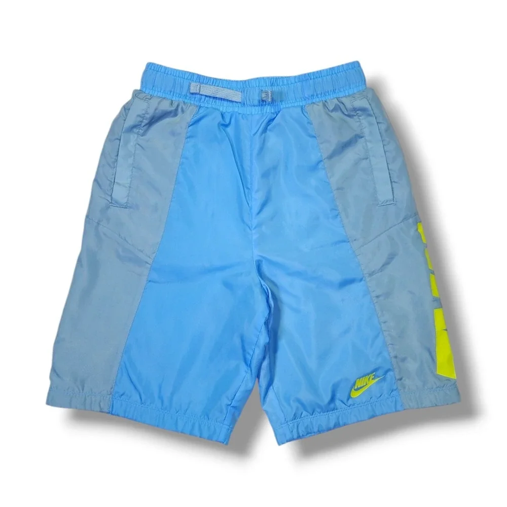 Nike Athletic Sportswear 2 Tone Light Blue Neon Yellow Logo Youth‎ Size L 27-28